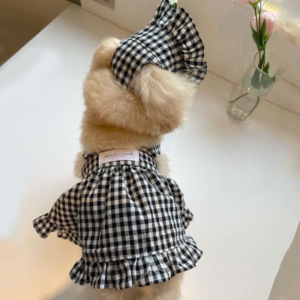 Pet Dress Set Factory - Plaid Design with Hat