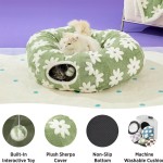 Cat Tunnel Bed Supplier - Green Flower Design Plush