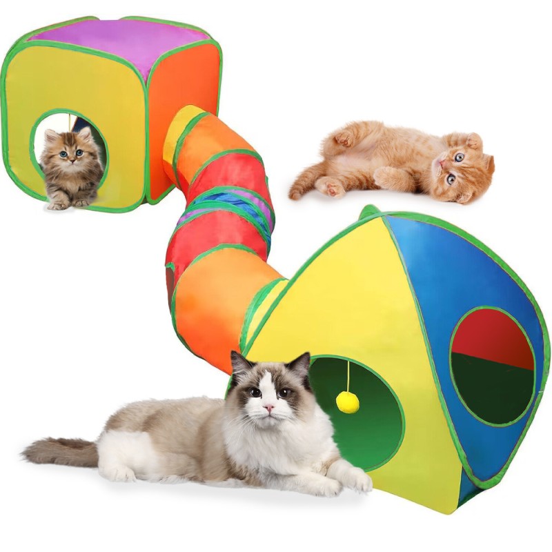 Cat Tunnel Supplier - Large Rainbow Color Foldable
