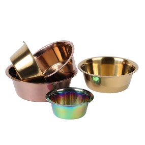 Metal Dog Bowl Factory - OEM Gold Plated Round Food Storage