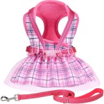 夏季狗裙生产商-蕾丝格子宠物服装