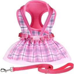 夏季狗裙生产商-蕾丝格子宠物服装