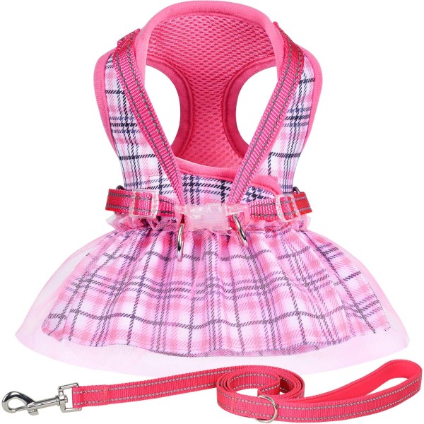 夏季狗裙生产商-蕾丝格子宠物服装