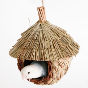 编织鸟巢厂家-花园装饰草编