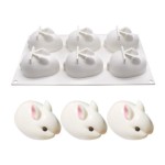 兔子蛋糕模具供应商-6腔3D兔造型