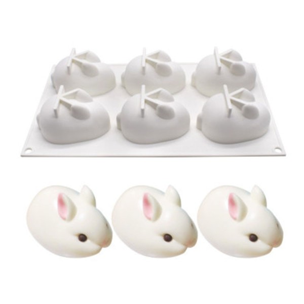 兔子蛋糕模具供应商-6腔3D兔造型