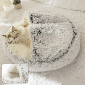 Pet Bed Wholesale - OEM Long Plush Semi-Enclosed Warm