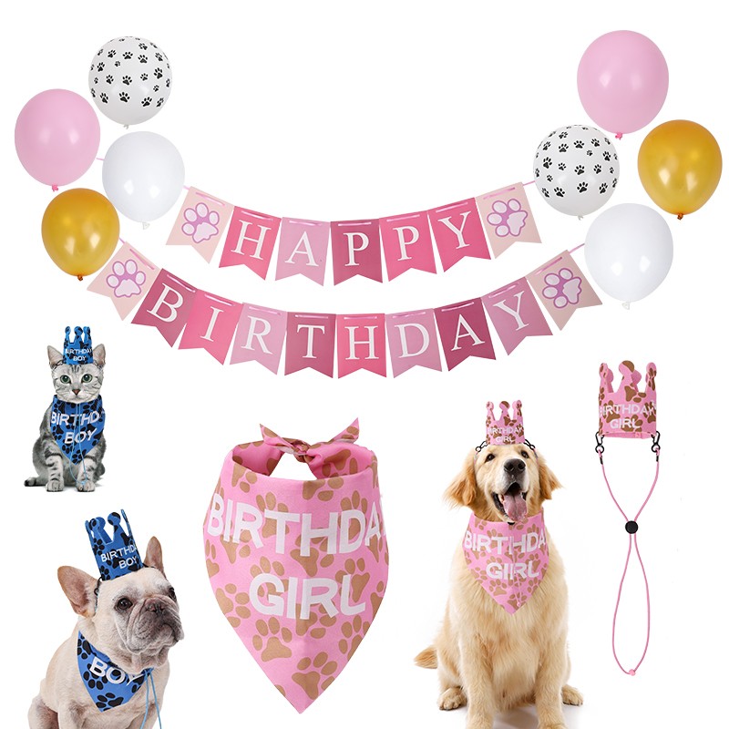 Pet Birthday Set Factory - Party Supplies Hat Scarf Balloon