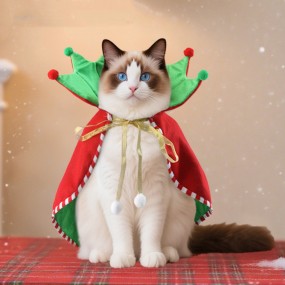 Pet Cape Manufacturer - OEM Christmas Elf Pom Pom Outfit