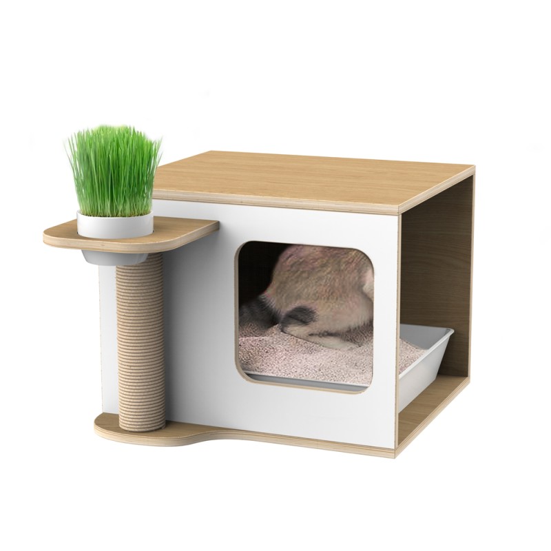 Large Cat Litter Box Supplier - Semi Enclosed Detachable