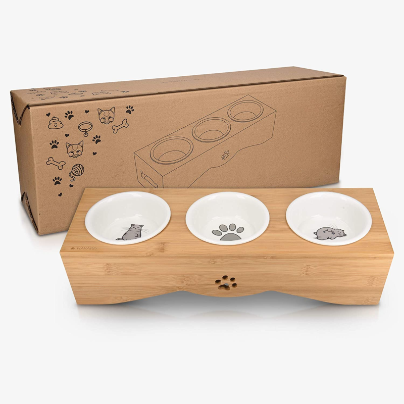 Pet Feeder Manufacturer - OEM Logo Nonslip Ceramic Wood