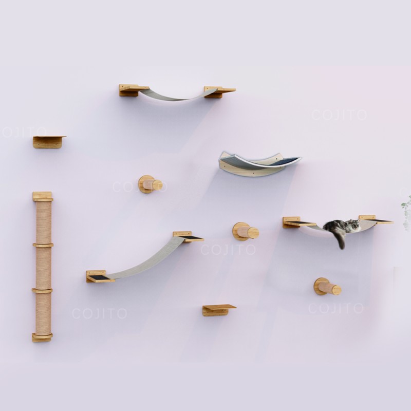Cat Wall Hammock Supplier - Wooden Mounted Perches Shelves
