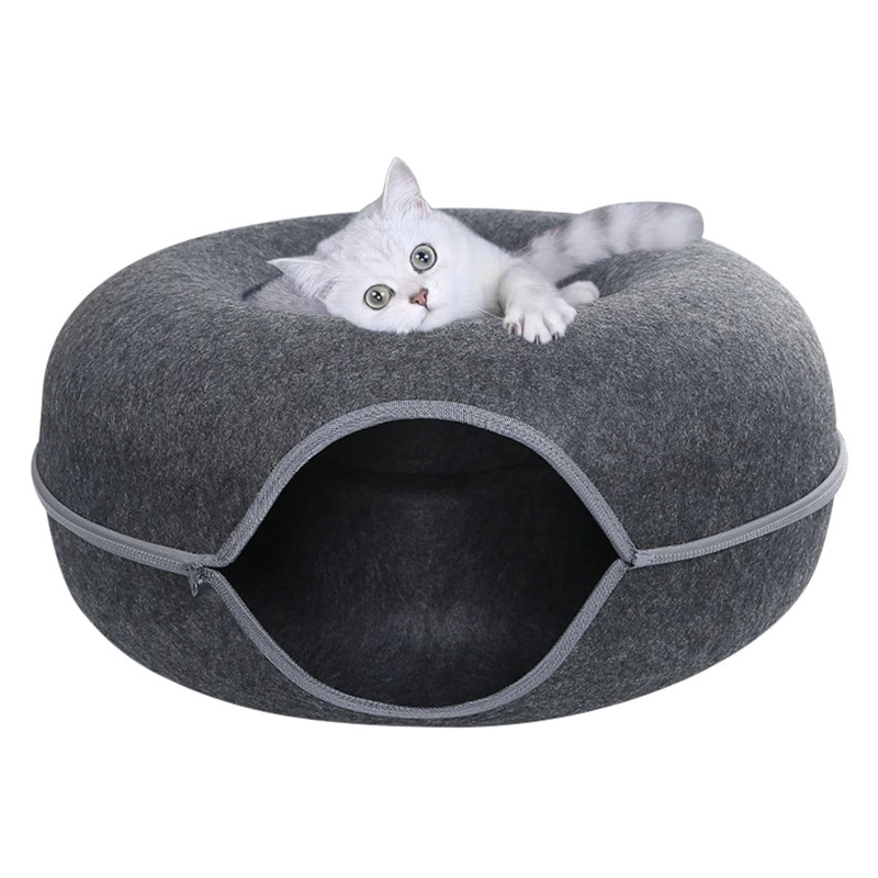 Pet Bed Supplier - Round Donut Tunnel Felt Cave
