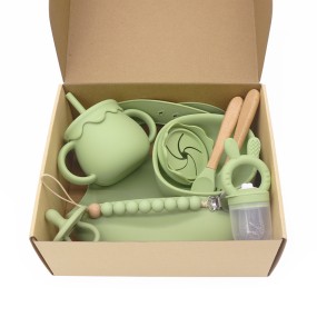 婴儿喂养套装厂家-防BPA硅胶围兜餐盘