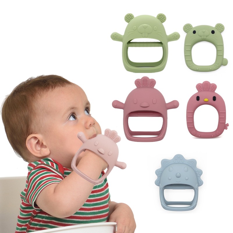 Baby Teether Manufacturer - OEM Cartoon Animal Hand Silicone