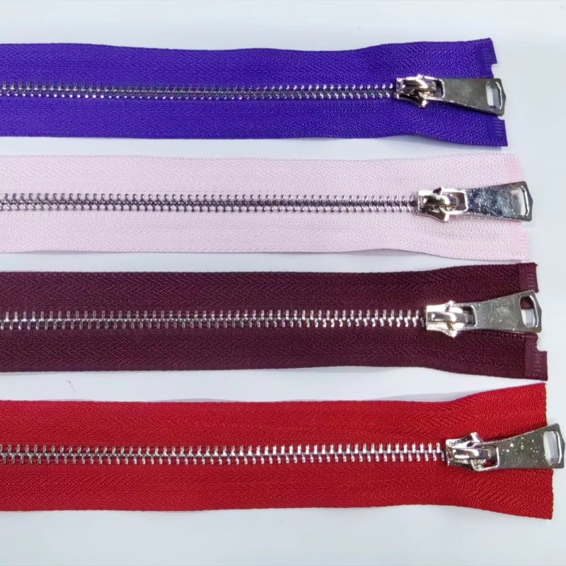 Metal Zipper Manufacturer - Custom Length No.5 Silver Tooth Open-End