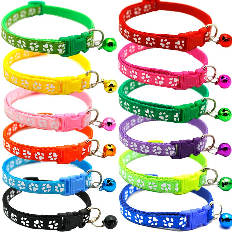 Pet Collar Manufacturer - Multi-colors Nylon Paw Print Bell
