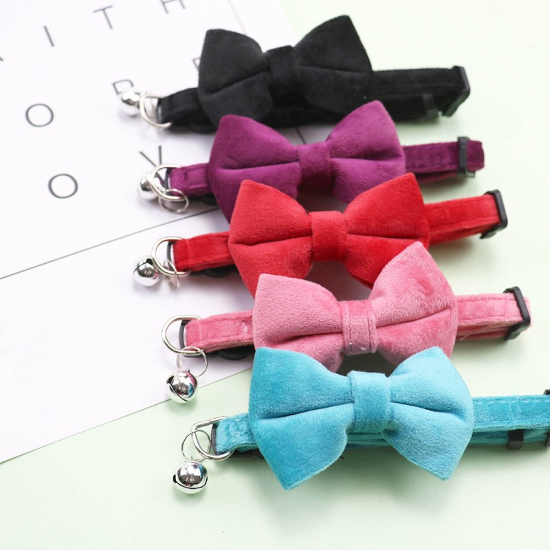 Cat Collar Supplier - Solid Color Bow Knot Adjustable Safety