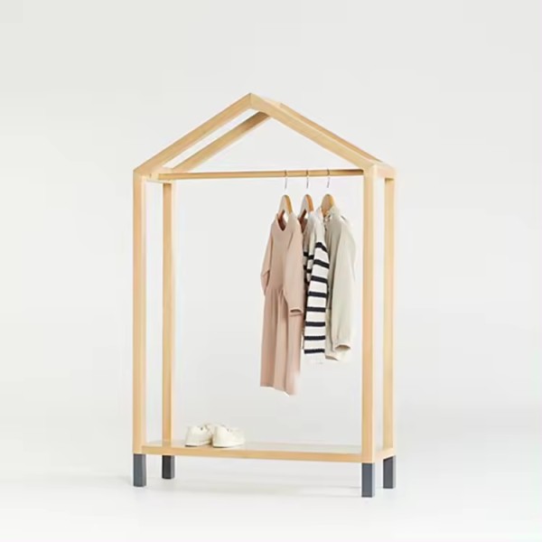 木制衣架供应商-实木儿童服装展示架