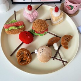 猫玩具厂家-汉堡形状牙齿啃咬