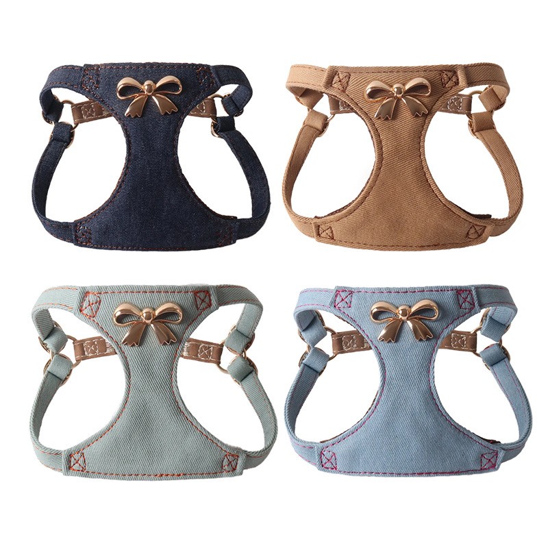 Dog Harness Set Manufacturer - OEM Denim Breathable Buttons