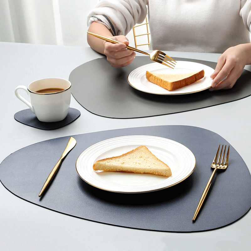 Dining Table Mat Supplier - Irregularly PU Leather Decorative Home Placemat
