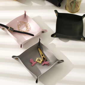 Jewelry Tray Manufacturer - Custom Logo PU Leather Key Coin Organizer Gift