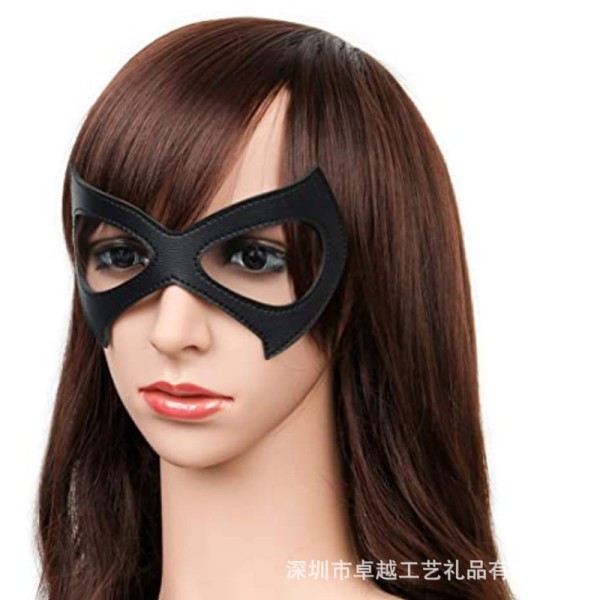 皮革面具供应商-黑色PU简约服装眼罩化装舞会万圣节