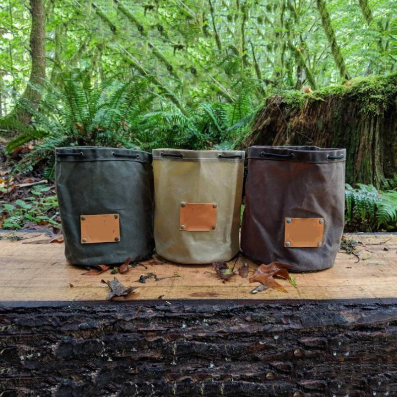 Camping Utensil Bag Manufacturer - Waxed Canvas Leather Travel Ditty Cook Set