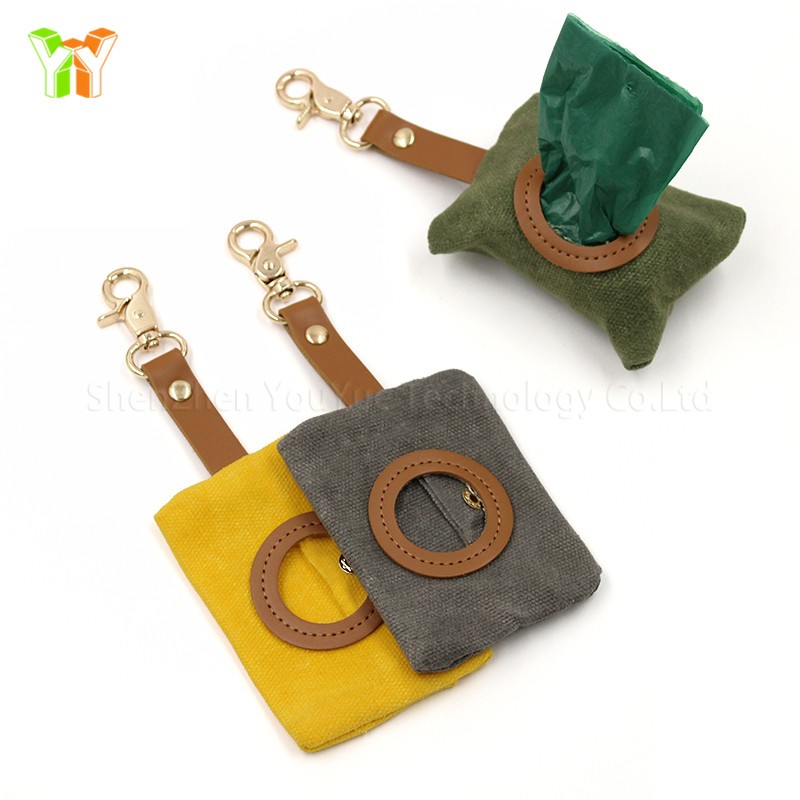 Pet Waste Bag Holder Factory - Custom Waxed Canvas Dispenser With Snap hook