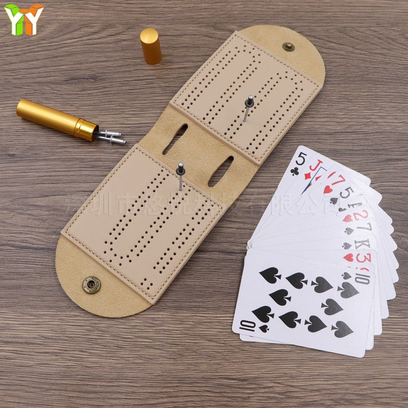 Cribbage Scoreboard Manufacturer - Portable Durable PU Leather Card Game