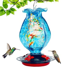 Hummingbird Feeder Supplier - Wholesale 25oz Hand Blown Glass 4 Flower Ports