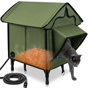 Cat House Factory - Insulated Elevated Waterproof Heated Outdoor Shelter