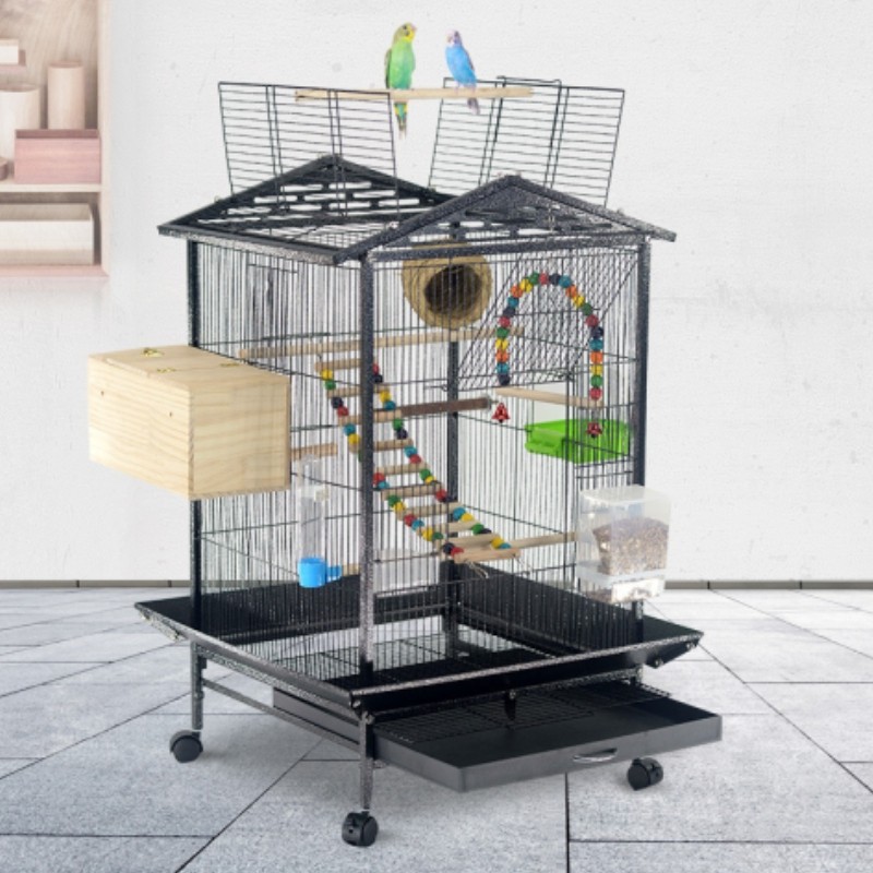 Metal Bird Cage Supplier - Black Stainless Steel Nesting Habitat Simple