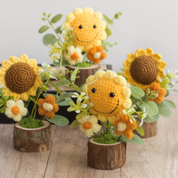Crochet Flower Factory - OEM Sunflower Rose Pot Decoration