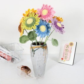 钩针花生产商-手织花瓣向日葵