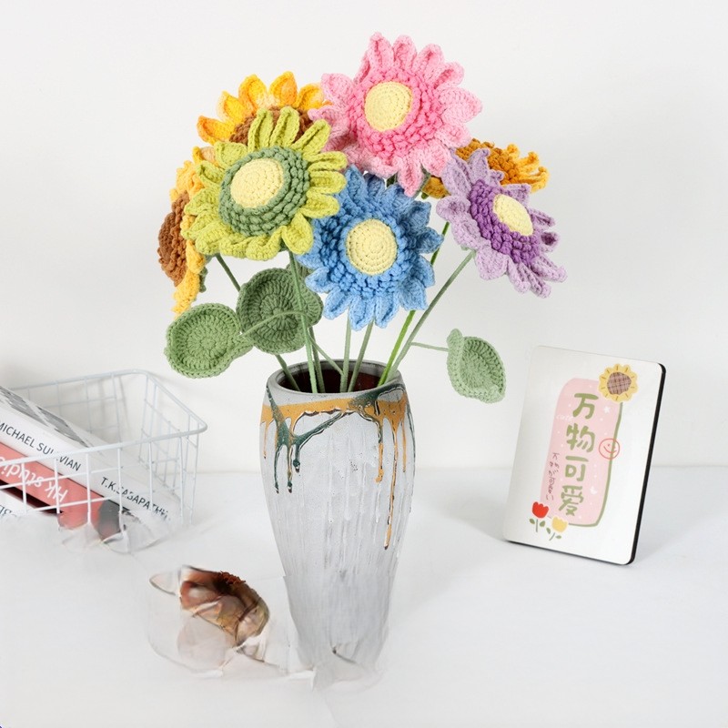 Crochet Flower Manufacturer - OEM Hand Woven Petal Sunflower
