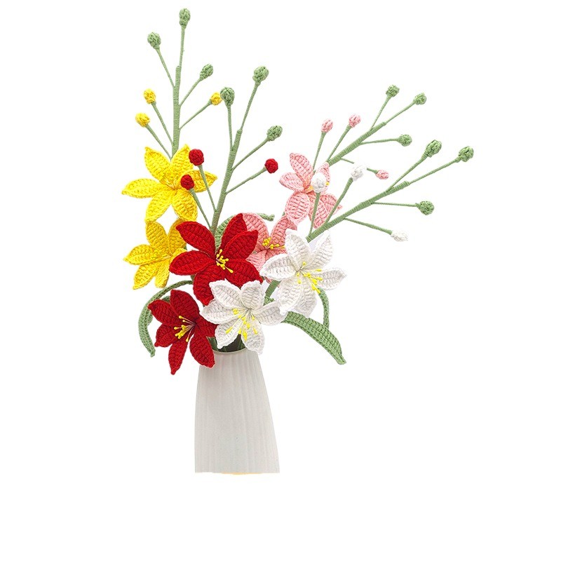 钩针花生产商-婚礼玫瑰郁金香束