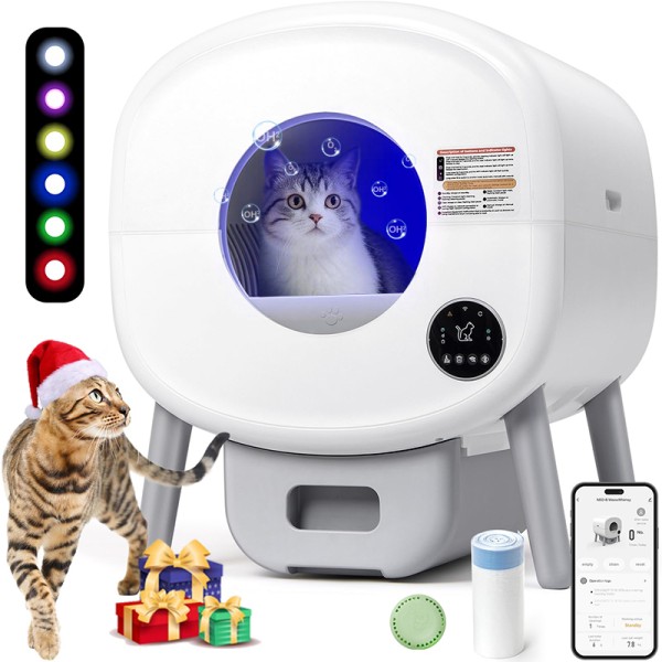 自动猫砂盆生产厂家-智能APP控制76L大空间自清洁OEM定制