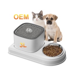自动猫饮水喂食器供应商-二合一智能不锈钢碗OEM定制