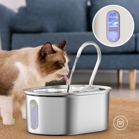 Stainless Steel Cat Fountain Factory - 3.2L Ultra Quiet Multi-Layer Filtering Wholesale