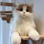 猫毛绒玩具供应商-高仿真坐姿小猫动物娃娃定制