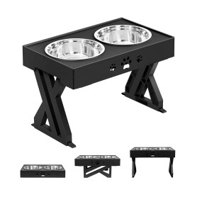 抬高狗碗供应商-便携PP不锈钢可调高度喂食器