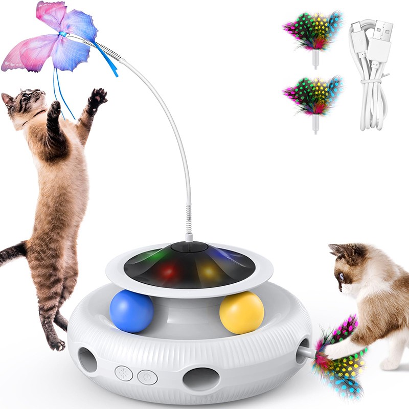 Smart Interactive Cat Toy Factory - 3in1 Rechargeable Fluttering Butterfly Feather