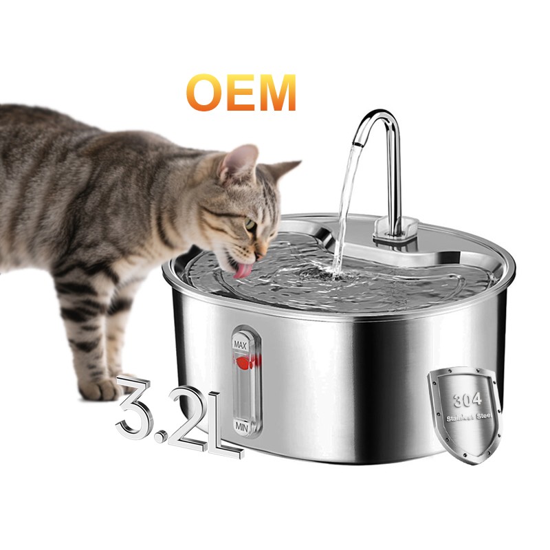 Stainless Steel Cat Fountain Factory - 3.2L Automatic Ultra-Quiet Pump Water Dispenser