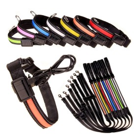 LED Dog Collar Supplier - USB Charging Solar Flashing Light Nylon Reflective