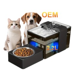 自动猫饮水喂食器供应商-2.2L二合一不锈钢BPA免费