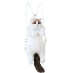 猫毛绒玩具源头工厂-定制仿真毛绒玩具逼真背包OEM