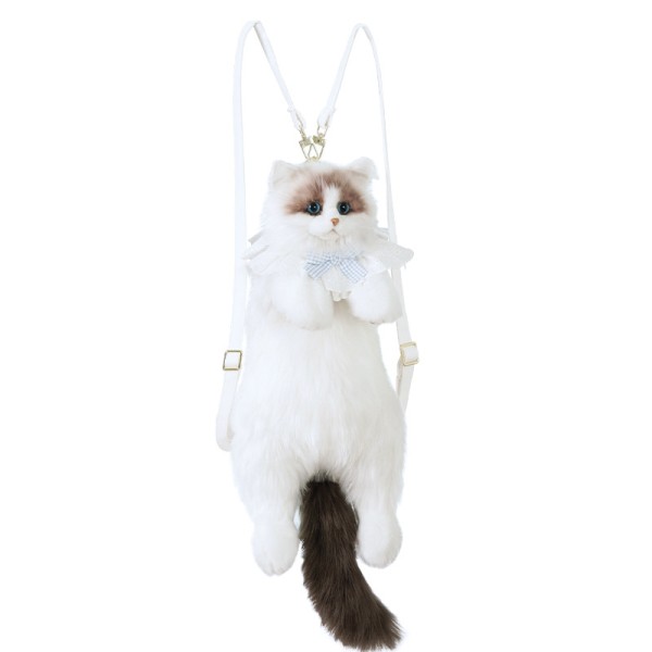 猫毛绒玩具源头工厂-定制仿真毛绒玩具逼真背包OEM