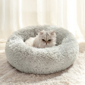 Faux Fur Pet Bed Factory - Washable Round Calming Fluffy Plush Customized Dog Bed